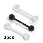 PAIR of Bio Flex Barbell Tongue Ring & Nipple Ring Retainer 14G 1/2" to 3/4"