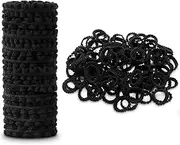 Hair Bobbles Girls, Suiyeejan Baby Elastic Hair Ties, Mini Seamless Hair Bands, Hair Band, Baby Multicoloured Soft Cable Scrunchie for Girls, Children, Toddlers (Black, Pack of 50)