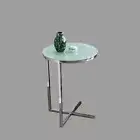 Zara Stainless Steel Side Table with White Tempered Glass Top