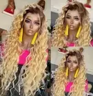 13x4 Ombre Blonde Wigs For Women Dark Roots Deep Wave Wig HD Lace Frontal...