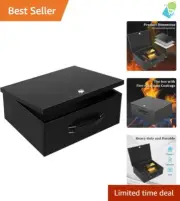 Heavy-Duty Metal Safe Box with Key Lock - Large Capacity Fire Resistant Storage