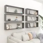 NNEVL Wall Cube Shelves 6 pcs High Gloss Grey 100x15x30 cm Chipboard