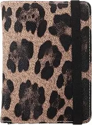 [TOGEVAL] RFID Protected PU Leopard Print Passport Sleeve for Travel Lightweight Document Organizer with Multi Card Slots and Ticket Holder for Men and Women