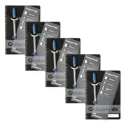 5pc Colourhide Writing Notebook w/ Ruler A5 School Stationery 200-Pages Black
