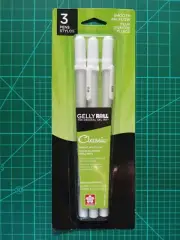 3 White Sakura Gelly Roll Pens 0.8mm Medium Point Tip