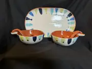 Mud Pie School of Fish Platter with (2) bowls/spoons WITH TAG