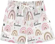 [RPLIFE] Kids Swimming Shorts, Anti Chafe Swim Trunks Boys 2 T, Pastel Rainbows Leopard Print