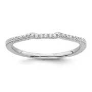 0.13ct. CZ Solid Real 14k White Polished Matching Wedding Wedding Band Ring