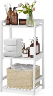 3 Tier Bamboo Bathroom Shelves, Ladder Shelf for Storage, Rustic Home Organizer,