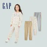 GAP 兒童裝 LOGO印花束口鬆緊棉褲 碳素軟磨法式圈織系列-多色可選(838326)