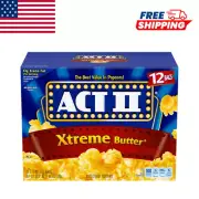 ACT II XTREME BUTTER 12 BAGS 33.01 OZ MICROWAVE POPCORN NEW
