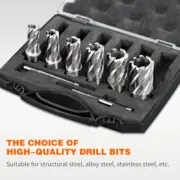 6pc 1" Depth Annular Cutter Set 3/4" Weldon Shank 9/16 1-1/16 Magnetic Drill Bit