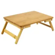 100% Bamboo Laptop Desk Flat Surface Lap Stand Table with Folding Legs Portab...