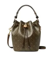 Tory Burch T Monogram Mini Bucket Bag One size black coffee