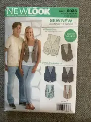 New Look 6036 LEARN TO SEW The Classic Vest UNISEX Sz 6-16 / XS-XL UNCUT