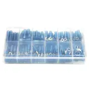 180PCS Blue Heat Shrink Butt Spade Crimp Ring Bullet Terminal Wire Connector Set