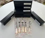 NEW in box Vietri Bugatti Aladdin ivory pearl flatware service for 8, 40 pieces