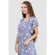 Sweet Dreams 100% Rayon Short Sleeve Long Floral Nighty