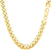 14k Yellow Solid Gold Miami Cuban Link Chain Mens Bracelet, 5.7mm, 8.5"