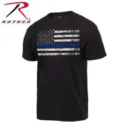 ROTHCO THIN BLUE LINE FLAG T-SHIRT LAW ENFORCEMENT POLICE SUPPORT