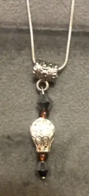 Handmade Multi Crystal Pendant On Silver Snake Chain