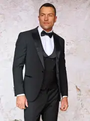 NWT 40R BLACK BLACK MENS SUIT, TAILOR FIT, 2 SIDE VENT, FLAT FRONT PANTS,