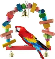 Bird Swings for Parakeets - Wooden Parrot Swing Perch with Bell,Fun Pet Chewing Plaything Teething Toy, Rocking Pet Toys for Small and Medium-Sized Parrot