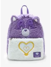 Loungefly Care Bears Bright Heart Raccoon Fuzzy Mini Backpack NEW with Tags!