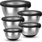 Stainless Steel Mixing Bowls with Airtight Lids Set of 5, Nesting Mixing Bowls f