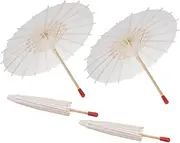 [COSMEVIVI] Blank Paper Umbrella for Boys and Girls DIY Art Craft White Oil Paper Parasol Mini 20cm Diameter 4 Pack