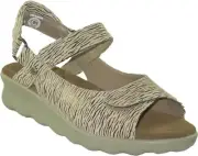 Wolky Women's Pichu Beige Canals Open Toe Flat Ankle Strap Sandals, Size EU 36