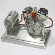 CISON FG-VT9 V2 9cc Four-Stroke Gasoline Engine Model with Metal Base Fuel Tank Full Set Silver Engine Cylinder with Silver Base Color