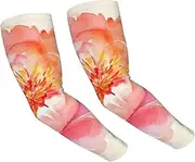 [FHEDVBN] Peach Peony Arm Sleeves Compression Arm Covers for Men Women Outdoor Sun Sleeves Cooling Sports Sleeve, Black