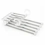 Multifunctional Pants Rack Shelves Wardrobe Trousers Hanger Space Saving - 1PCS white