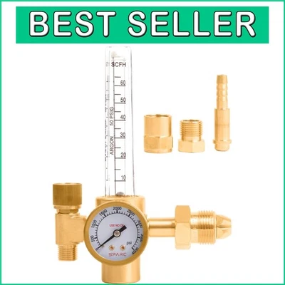 Precision Argon Regulator with Adjustable Flow Meter 0-70CFH & 0-4000PSI Gauge