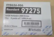 New VERBATIM 16Gb USB Drives 4-Pack