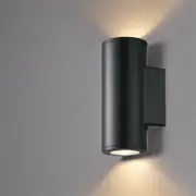 Round Up Down LED Outdoor Up/Down Wall Light Round in Black