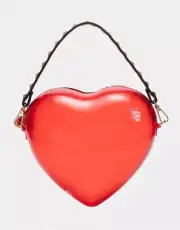 Betsey Johnson Kitsch Heart Beat Red Crossbody Bag Gold Studed Strap NWT
