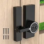 Password 180 Degree Barn Door Latch, Keyless Adhesive Flip Latch, Sliding Door Latch with 3-Digit Combination, Cabinet Lock with Glue and Screws for Gate,Shed, Bedroom, Closet (1, Luminous Black)