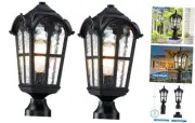 16.5" Outdoor Post Lights 2 Pack, Black Lamp Post Light Fixture, Pillar