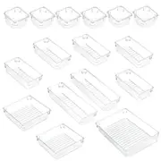 16Pcs Drawer Desk Draw Cutlery Storage Tray Office Home Kitchen Organizer Box