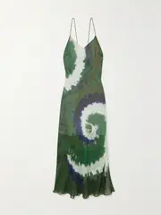 [FRAME] FRAME - + Julia Sarr-jamois Tie-dyed Silk-chiffon Midi Dress - Army green - medium medium Green