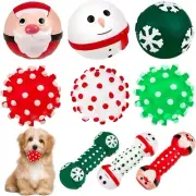 Liliful 9 Pack Christmas Squeaky Dog Toys Latex Rubber Chew Balls Fetch Toys