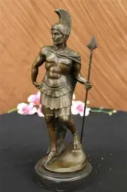 VINTAGE SIGNED KNIGHT WARRIOR BRONZE STATUE DALOU DECO SCULPTURE FIGURINE ART