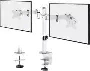 Dual Monitor Arm White - Dual Monitor Desk Mount for Computer Monitors, VESA ...