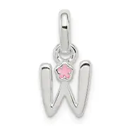 Sterling Silver Letter W With Enamel Pendant