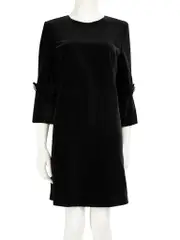 Black Velvet Crystal Button Dress