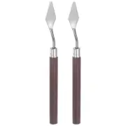 2pcs 14mm No.3 Painting Palette Knives Stainless Steel Spatula Red Wood Handle