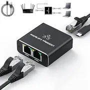 Gigabit Ethernet Splitter 1 to 2 NetworkSplitter with USB Power Cable, RJ45 Internet Splitter Adapter 1000Mbps High Speed for Cat 5/5e/6/7/8 Cable [2 Devices Networked Simultaneously]