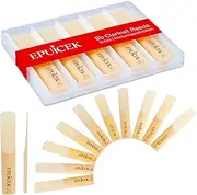 EPUICEK 10 Pack Bb Clarinet Reeds 2.5 Strength for Beginner and Player, Thinner Reed Tip & Unfiled Cut for Easy Play, Traditional Bb Clarinet Reeds with Plastic Case